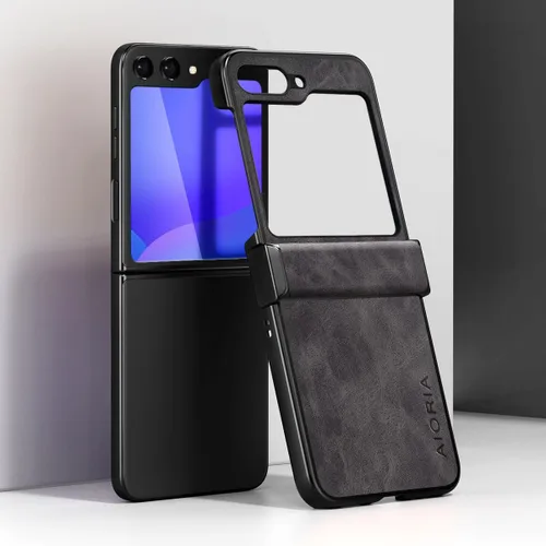 Miniatura 2 de Funda para Samsung Galaxy Z Flip 5, Funda de cuero premium Diseño retro Funda protectora completa para Samsung Z Flip 5 Flip5 5G (gris)