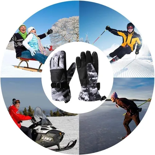Miniatura 7 de Guantes de esquí, guantes de nieve impermeables y transpirables más cálidos para clima frío, se adaptan tanto a hombres como a mujeres, para padres