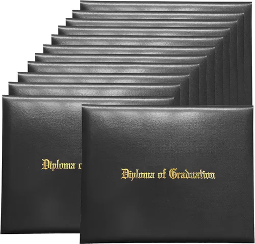 Miniatura 14 de MyGradDay Cubierta de diploma impresa 8.5x11 titular del diploma de graduación cubierta de cuero liso tamaño carta negro
