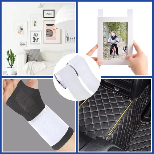 Miniatura 2 de 4 Pulgadas x 5.5 Metros Cinta Adhesiva de Gancho y Bucle Blanca de Alta Resistencia, Agarre Antideslizante para Alfombras de Múltiples Propósitos