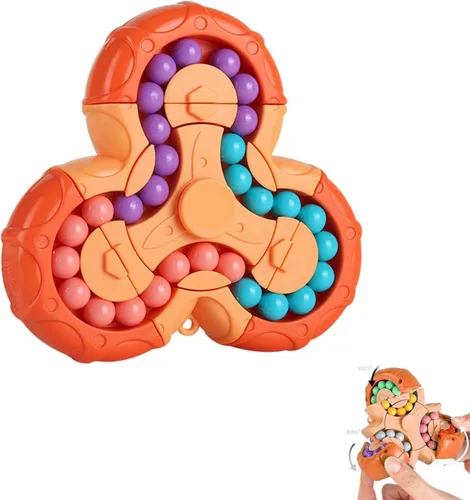 Miniatura 8 de YUDANSI Juguete de rompecabezas de frijol mágico, cubo giratorio 2 en 1, cubo mágico giratorio, regalo para niños y niñas de 3 años, 5-7, 8-12