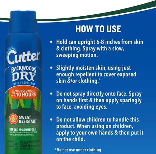 Miniatura 9 de Cutter Backwoods Repelente de Insectos Seco, Repelente de Mosquitos, Aerosol, 4 oz, Paquete de 12