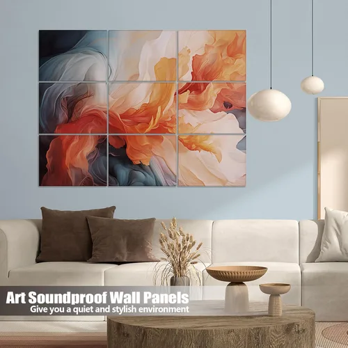 Miniatura 2 de Paquete de 9 paneles acústicos de arte para pared, paneles absorbentes de sonido de 48 x 36 pulgadas, paneles decorativos de amortiguación