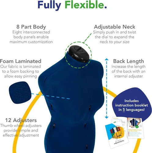 Miniatura 3 de Adjustoform Sew Deluxe FG373 - Vestido y pantalones ajustables en forma de zafiro M-L (talla de vestido de EE. UU. 10-16), maniquí de costura