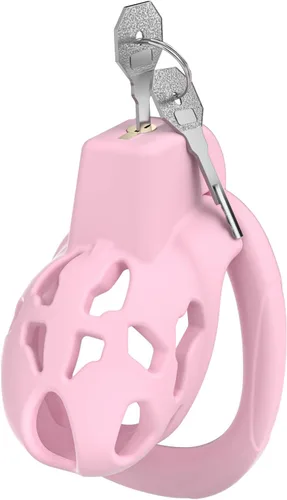 Miniatura 11 de Jaula de castidad masculina, dispositivo XS de castidad con 5 tamaños de anillos y candado invisible para ejercicio del pene del hombre