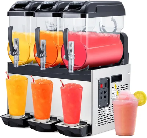 Miniatura 10 de Máquina comercial de granizado 12l 2 tanque 700w máquina congelada bebida, acero inoxidable Margarita vino Slush & Smoothies máquina para Negro