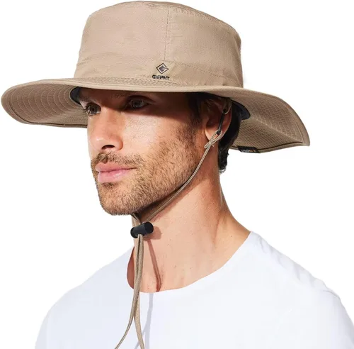 Miniatura 18 de Sombrero de pesca para hombre, sombrero de sol de ala ancha, protección UV SPF XL, XXL, tamaño grande, cabeza grande, senderismo, playa, safari