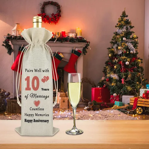 Miniatura 6 de Gfhzdmf Regalo de boda de 10º aniversario para esposa, marido, bolsa de vino, regalo de matrimonio de 10 años para mujeres y hombres, bolsa