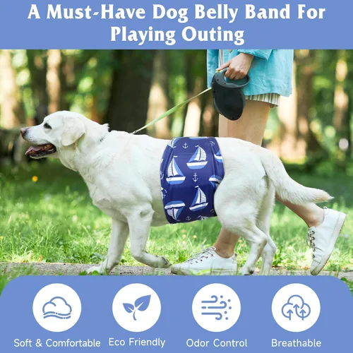 Miniatura 5 de Pañales reutilizables para perros machos, 3 unidades, bandas lavables de alta calidad para el vientre para perros machos, XL, alta absorción
