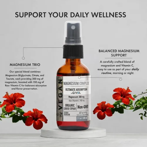 Miniatura 2 de Tri Magnesium Complex – Magnesio Biglicinato, Citrato y Taurato Líquido Spray 300 mg con Vitamina C cruda para descompresión corporal – Sabor a