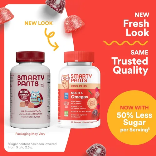 Miniatura 14 de Gomas de multivitaminas para niños SmartyPants - Fórmula mejorada: Omega 3 (DHA/EPA), vitaminas D3, C, B12, B6, vitamina A, K y zinc, sin gluten