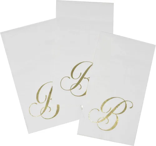 Miniatura 5 de Gift Boutique 100 Servilletas Doradas con Monograma para Invitados Letra B Paquete de Papel Desechable Elegante de Lámina Dorada Metálica Servilleta