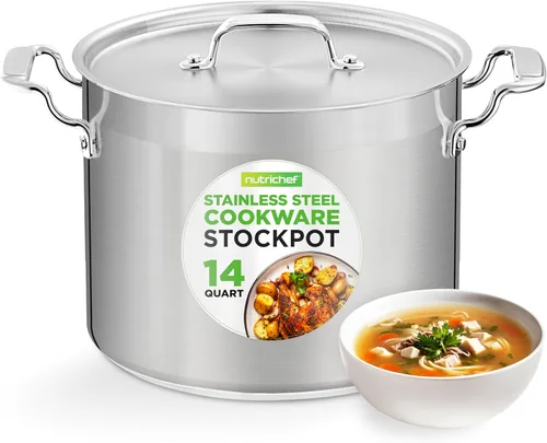 Miniatura 10 de NutriChef Olla resistente de 20 cuartos de galón con tapa de acero inoxidable, olla grande para inducción, cocinas de gas y eléctricas, perfecta