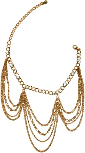 Miniatura 8 de Pulsera de metal dorado con cadena de botas occidentales para mujer, dije envolvente con múltiples ondas, Metal