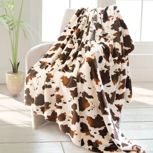 Miniatura 8 de HSEEC Manta de felpa azul con estampado de vaca, manta pequeña de franela de forro polar suave para sofá, 40 x 50 pulgadas
