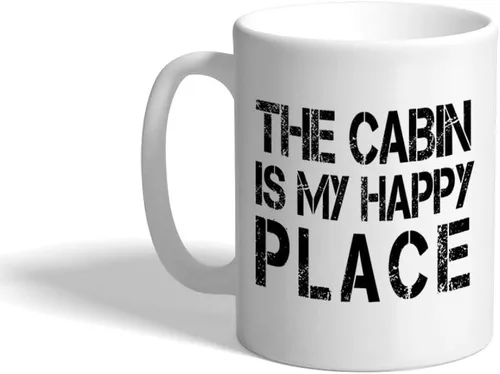 "La Cabina es My Happy Place" Funny Relax # 1 Café Té Blanco Taza de cerámica taza 11oz – Vacaciones Navidad Hanukkah Regalo