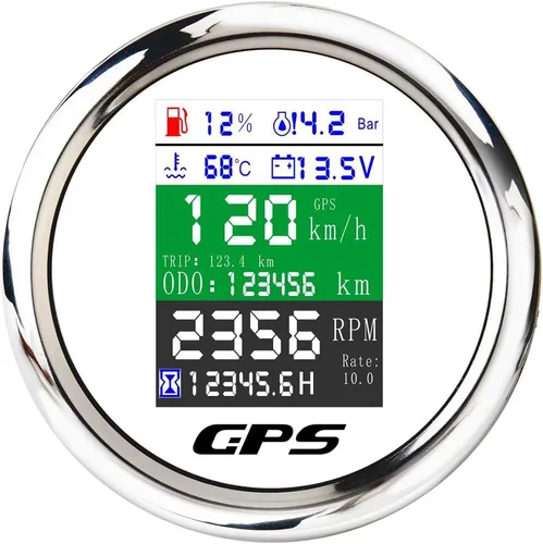 ELING Velocímetro GPS ajustable multifuncional 6 en 1, tacómetro, voltímetro, presión de aceite, nivel de combustible, medidor de temperatura del WS
