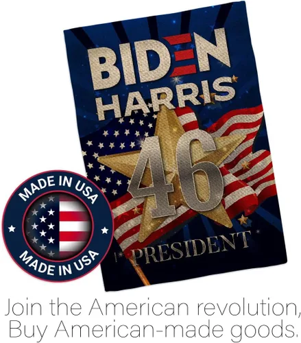 Miniatura 5 de Juego de banderas de jardín de arpillera con bandera de Biden Harris 46 para colgar en la pared, diseño patriótico, para el presidente demócrata