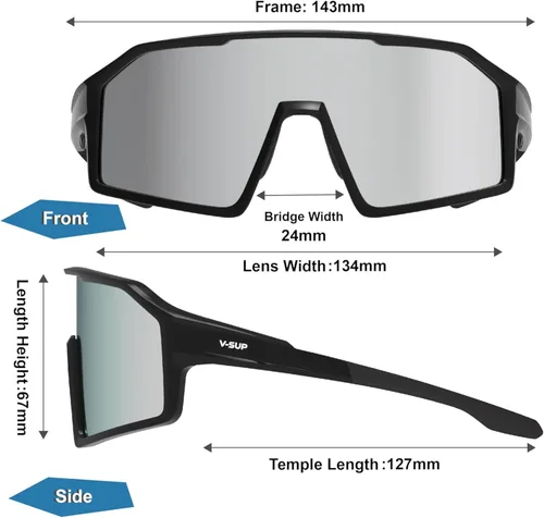 Miniatura 3 de V-SUP Outdoor Lightweight Sport Sunglasses - UV400 for Biking, Baseball, Running, Cycling, Mountain Bicycle for Men & Women