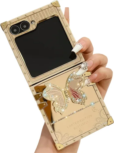 Miniatura 36 de Bonita funda compatible con Samsung Galaxy S22 Ultra, soporte plegable de lujo con diseño de mariposa brillante para mujeres y niñas, funda Blanco
