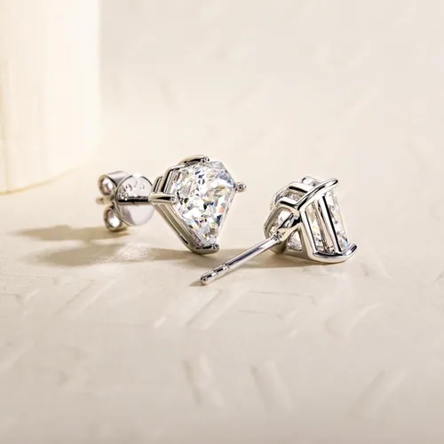 Miniatura 5 de 3cttw-6cttw Cubic Zirconia Stud Earrings 5A Grade CZ Diamond Shaped Earrings for Women Men