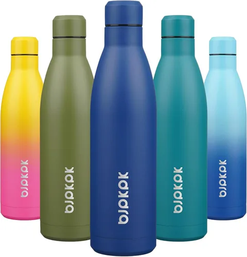 Miniatura 80 de BJPKPK Botellas de agua de acero inoxidable con aislamiento de 17 onzas, mantiene el frío y el calor, brillante oro rosa Oro rosa brillante