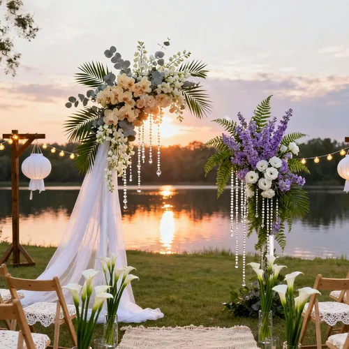 Miniatura 7 de Chamvis Soporte de arco de globos, kit de arco de globos ajustable de 8.2 pies y 5 pies, marco de arco de boda, soporte de arco de flores, arco