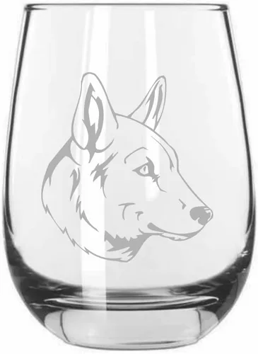 Miniatura 238 de Sakhalin Husky Dog - Copa de vino grabada personalizada de 15.25 onzas sin tallo