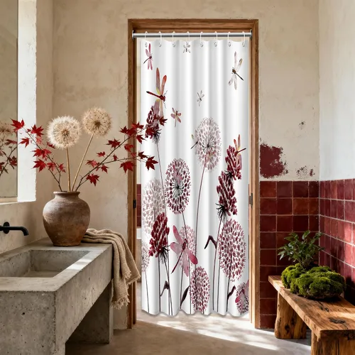 Miniatura 85 de Cortina de ducha floral para primavera y verano, flores silvestres, flores y mariposas, decoración de baño, tela impermeable con ganchos, 70