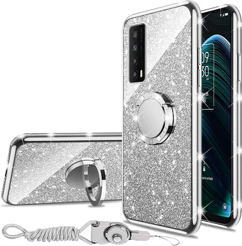 Miniatura 19 de nancheng Funda de teléfono para TCL A3X (A600DL), funda para Alcatel TCL A3X niñas y mujeres, bonita funda de silicona transparente con purpurina