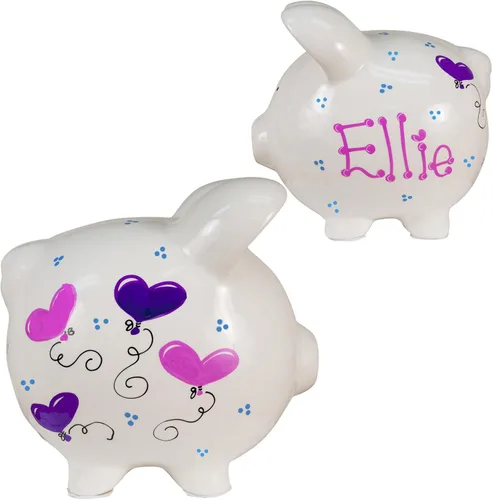 Miniatura 17 de My Bambino Hucha personalizada pintada a mano para niñas, grande, de cerámica, color blanco, tapón extraíble (sirena)