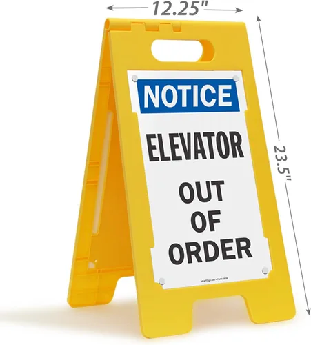 Miniatura 2 de SmartSign Letrero plegable de piso "Aviso - Elevator Out Of Order" Plástico de 25 x 12 pulgadas
