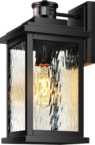 Miniatura 12 de VIANIS Luces para exteriores con sensor de movimiento, iluminación de anochecer a amanecer para casa, luces de grano de madera para garaje, farol