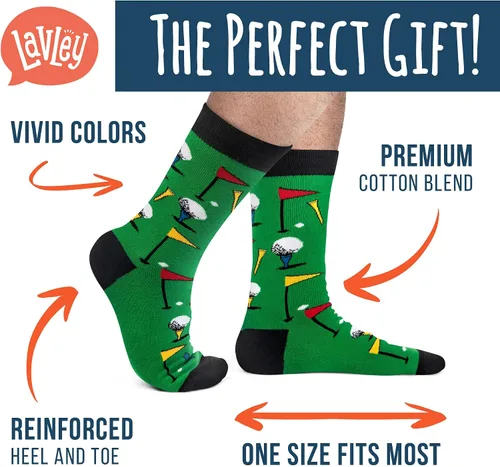 Miniatura 2 de Lavley Funny Socks For Men - Novelty Gifts For Sports Fans, Golfing, Pickleball, Weight Lifting, Racing and More