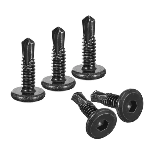 Miniatura 15 de uxcell Tornillos Autorroscantes de Hexágono Interior, 1/4 x 1-5/8" Tornillo de Perforación de Cabeza Plana de Chapa de Acero Inoxidable 410, 100