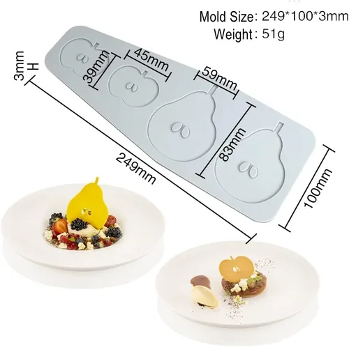 Miniatura 2 de Molde de silicona para encaje de flores, surtido de moldes texturizados para tartas, hueca 3D, fruta, manzana, pera, tapete de encaje para hornear