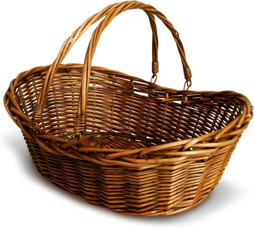 Wald Imports - Cesta pequeña de mimbre con asa - Cesta de cosecha tejida a mano color marrón oscuro - Cesta de flores de mimbre para almacenamiento,