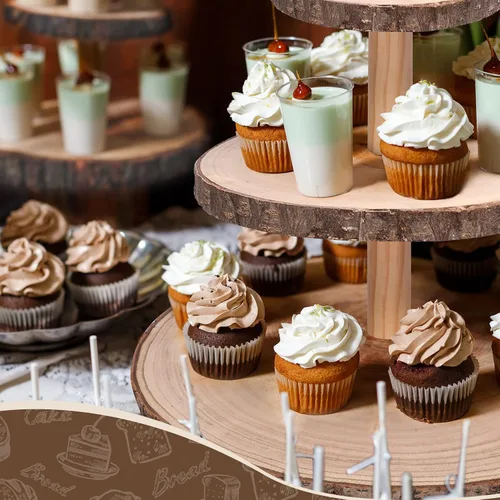 Miniatura 5 de Ayfjovs Soporte de madera para cupcakes de 5 niveles, soporte de madera rústica para tartas, soporte de exhibición de postres, rebanadas de madera