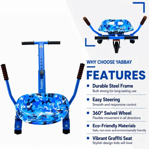 Miniatura 6 de Eco-Friendly Hoverboard Seat Attachment Colorful Printed Seat, Swivel Wheel & Adjustable Length, Fits 6.5", 8", 8.5" & 10" Hoverboards for Kids &