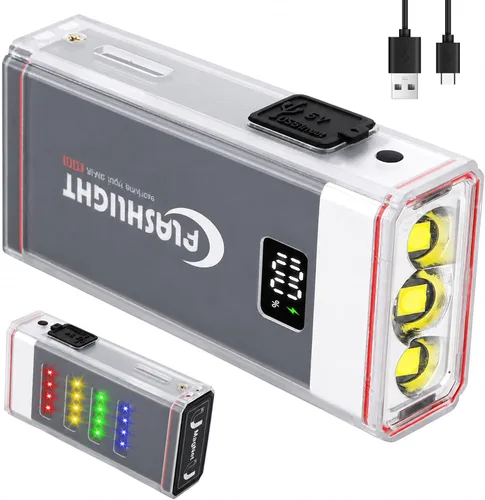 Linterna EDC recargable, linterna de bolsillo brillante de 3300 lúmenes, mini linternas con carcasa luminosa y magnética, linternas impermeables