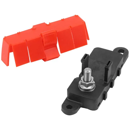 Miniatura 36 de GLOSO Portafusible Mega atornillado con cubierta negra (fusible no incluido) Perno M8 Clasificación de 500 amperios