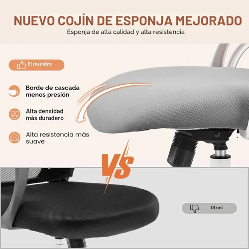 Miniatura 5 de Sweetcrispy Silla de Oficina para Hogar, Silla de Escritorio Ergonómica de Malla con Respaldo Alto, Sillas de Computadora Giratorias con Ruedas
