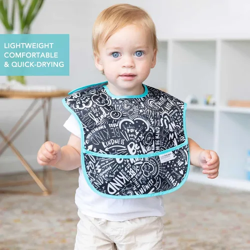 Miniatura 4 de Bumkins SuperBib, babero de bebé, impermeable, tela lavable, se adapta a bebés y niños pequeños de 6 a 24 meses, Be Kind (paquete de 3)