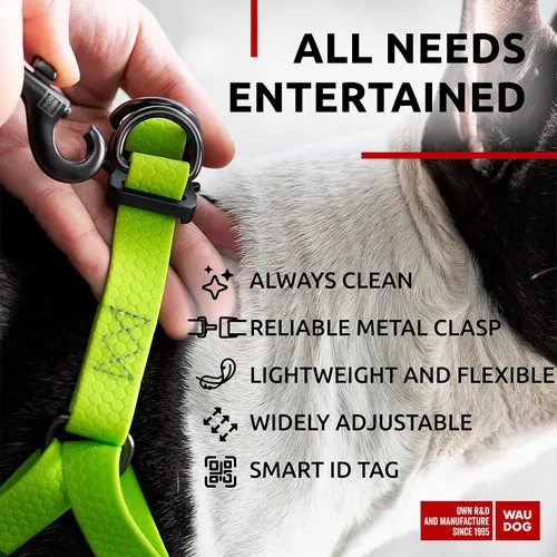 Miniatura 5 de WAUDOG Arnés impermeable para perro resistente, ajustable para perros grandes, pequeños y medianos, cierres de metal duraderos, placa para perro QR