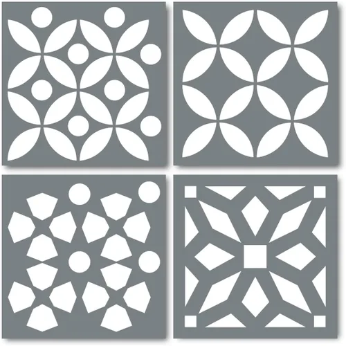 Paquete de 4 plantillas de azulejos (6 x 6 pulgadas), patrón marroquí, plantillas reutilizables para pintar suelos/paredes/muebles, se adapta a