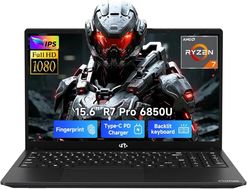 Miniatura 9 de NIMO Portátil para juegos ligeros de 15.6 pulgadas, 8 núcleos AMD Ryzen 7 Pro 6850U 16GB LPDDR5 RAM 1TB SSD (Beat i7-1360P hasta 4.7GHz) AMD Radeon