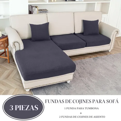 Miniatura 2 de LA MEACK Fundas de Cojines de Sofá para Sofá Seccional en Forma de L Lavables Asiento Separado Chaise Funda de Sofá Fundas Elásticas para Sofá con 2