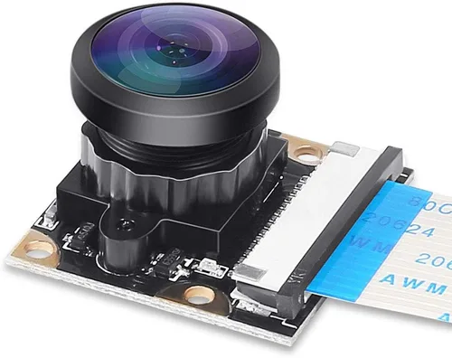 DORHEA Cámara Raspberry Pi 4 B - 222 FoV Fisheye Cámara Web Gran Angular Con Visión Nocturna, 5 Megapíxeles 1080p OV5647 Módulo de Video para Pi