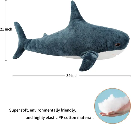 Miniatura 3 de Animal de Peluche Tiburón 11" Lindo Juguete de Tiburón Almohadas de Peluche Tiburones de Algodón Suave Peluches Muñeco de Animal Marino del Océano