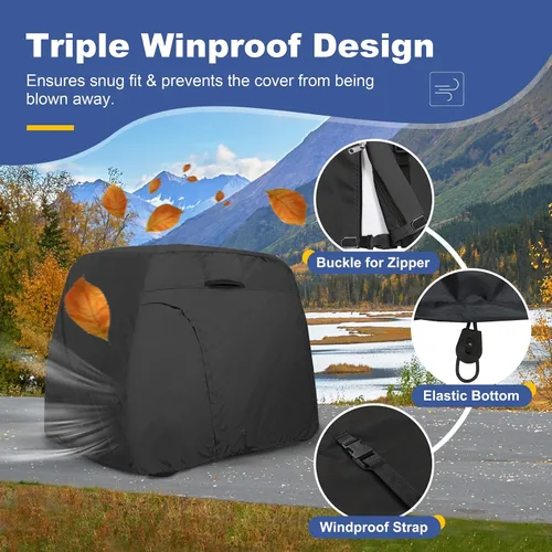 Miniatura 4 de Explore Land Funda impermeable para carrito de golf universal, compatible con la mayoría de marcas, para 2/4/6 pasajeros